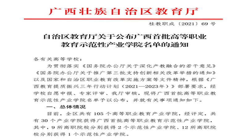 喜讯｜我校广西红木产业学院荣获广西首批高等职业教育示范性产业学院